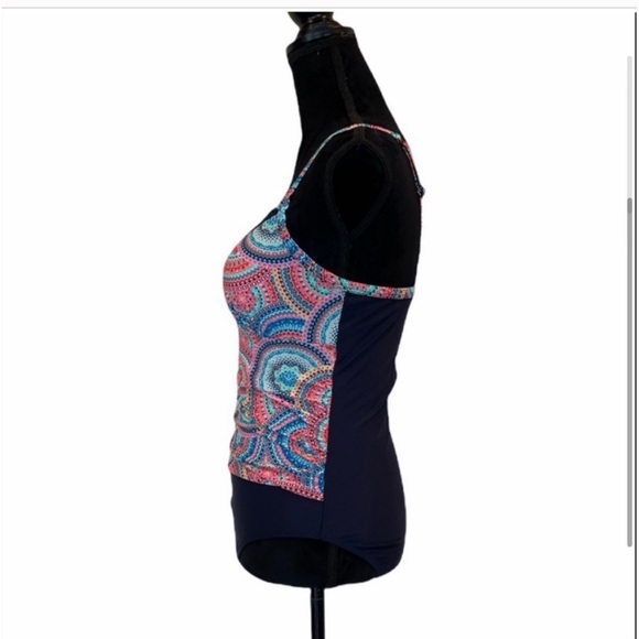 Christina Blue one piece comfort athletic abstract print bathing swimsuit size 8 - Picture 3 of 13